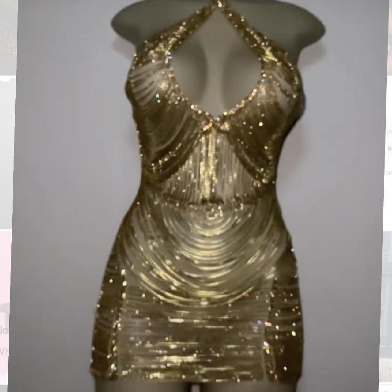 Gold custom birthday dress Worn once Size small... - Depop