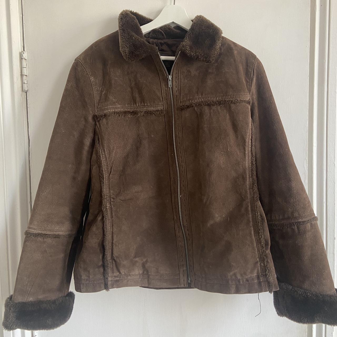 Vintage 90s SUEDE leather jacket, Size Medium Good... - Depop