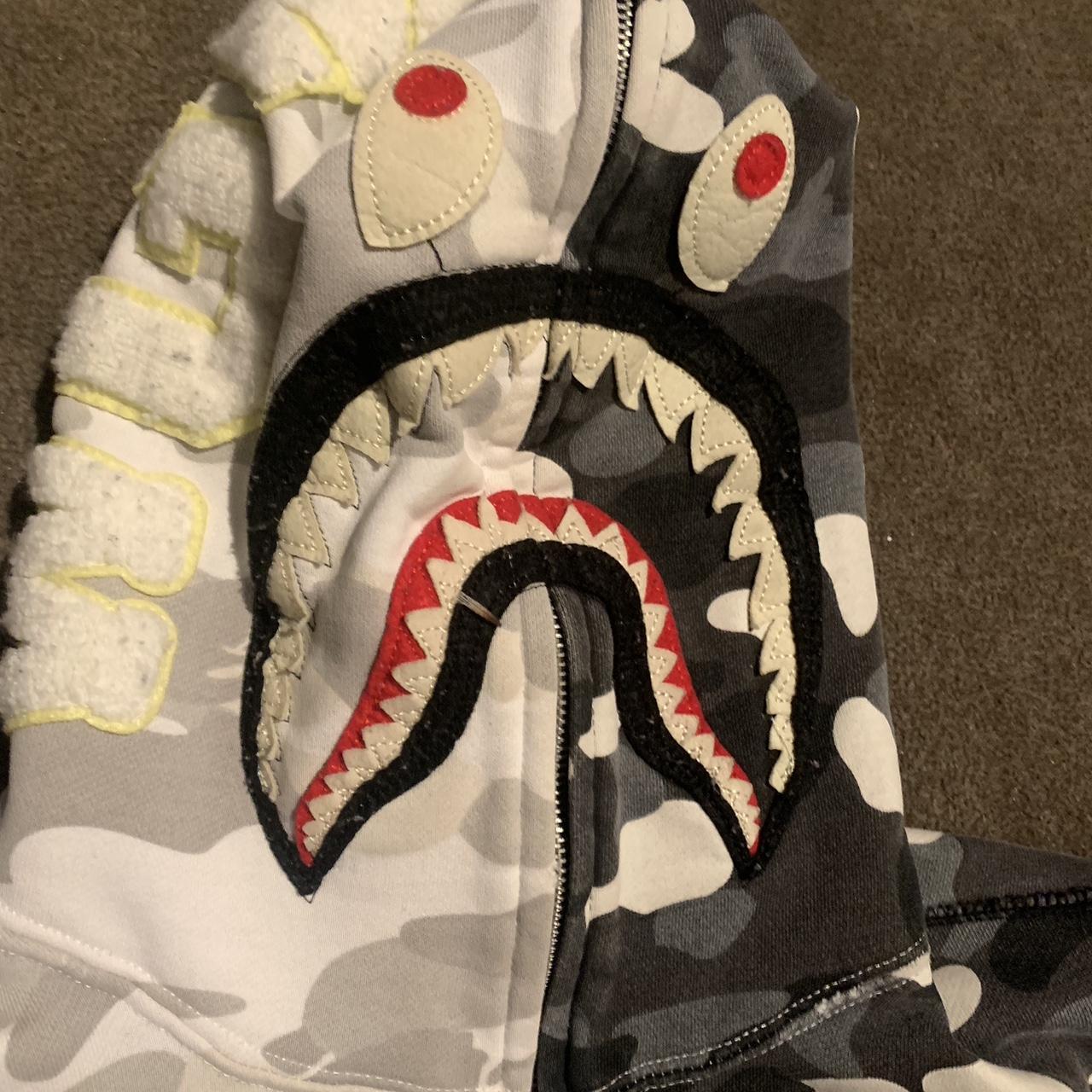 White And Black Bape Full Zip Hoodie Hood is glow... - Depop