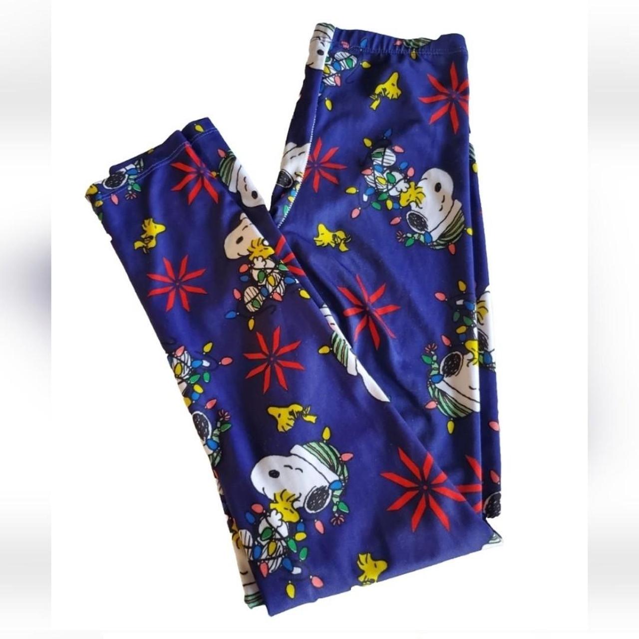 Peanuts Snoopy & Woodstock Christmas Leggings Navy... Depop