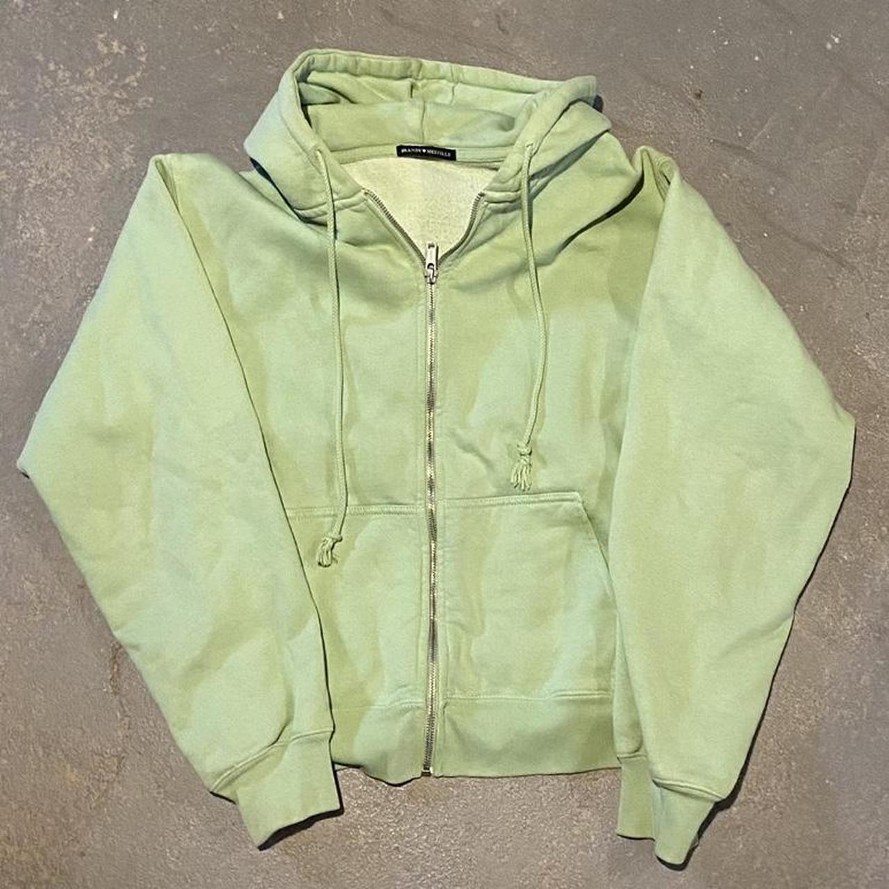 Vintage Brandy Melville green Zip Up Hoodie No size - Depop