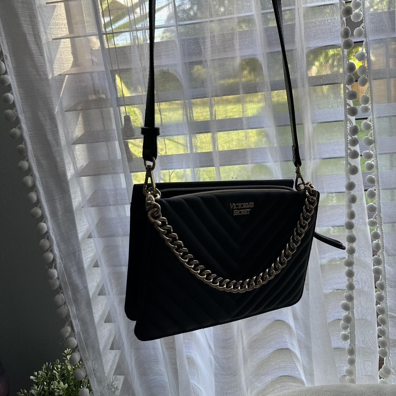 Victoria's secret black purse with gold chain and - Depop