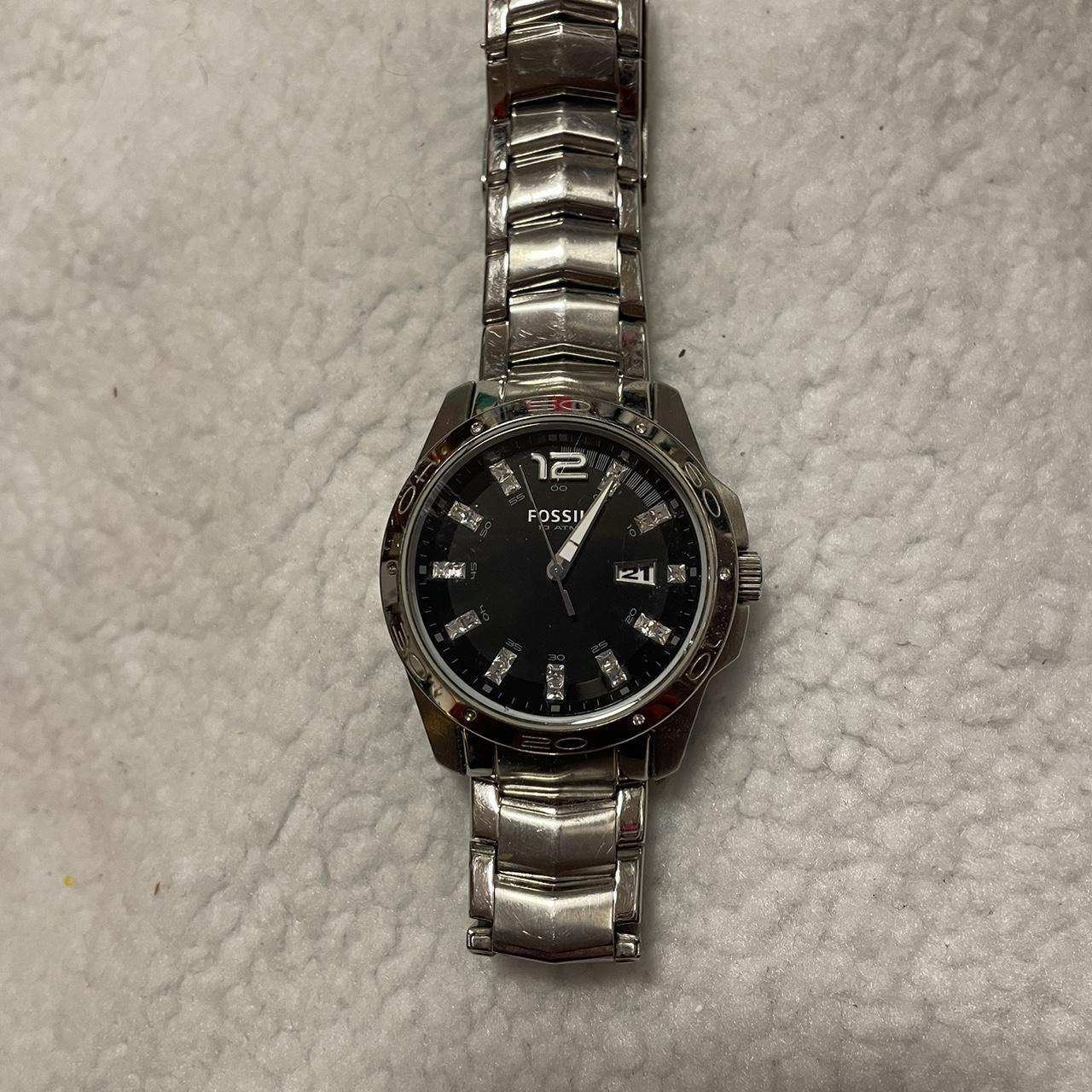 Black fossil watch with diamond womens hotsell