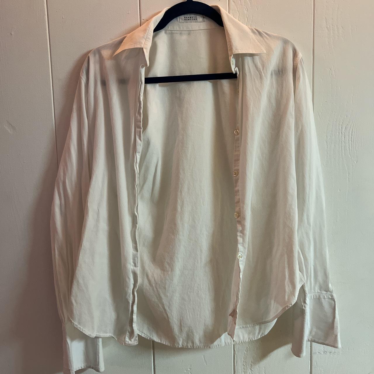 Barney's Newyork white button up collared shirt.... - Depop