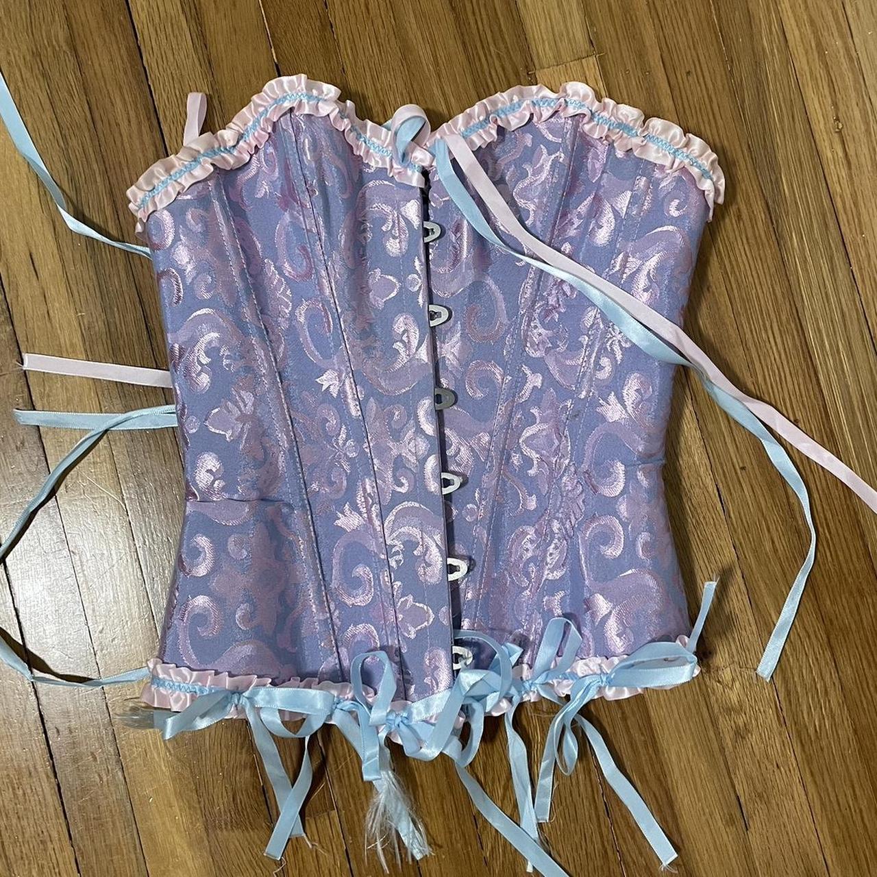 purple blue pink corset, size xs but really adjustable - Depop