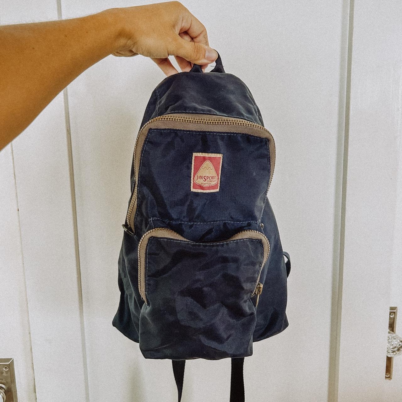 JANSPORT MINI BACKPACK JanSport navy blue thin... Depop