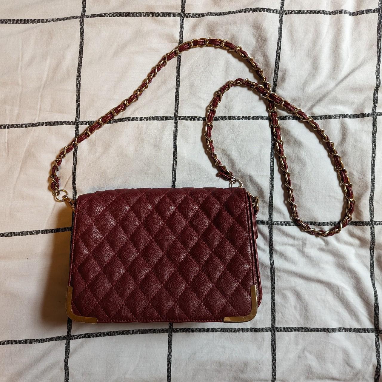 Red maroon gold chain purse handbag chanel lookalike... Depop