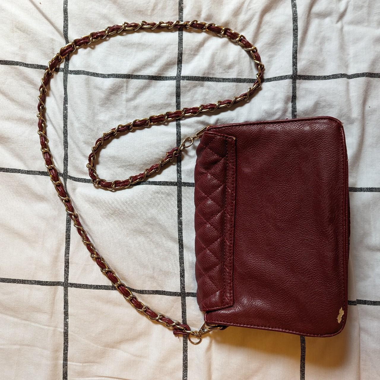 Red maroon gold chain purse handbag chanel lookalike... Depop