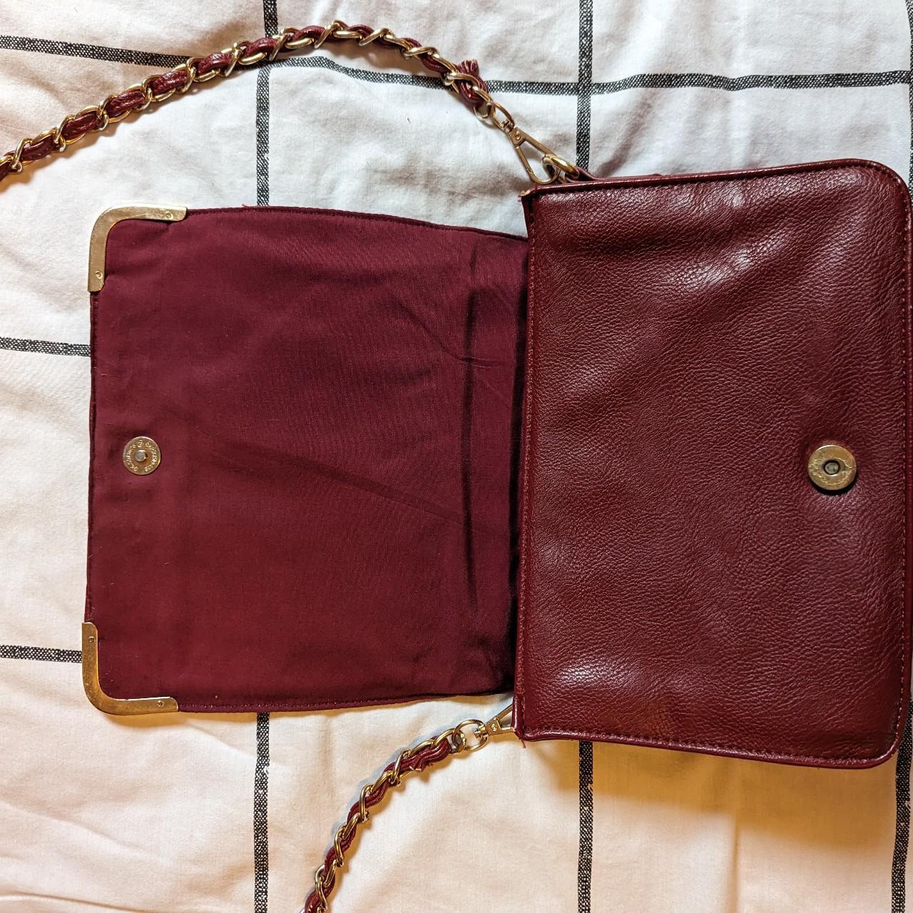 Red maroon gold chain purse handbag chanel lookalike... Depop