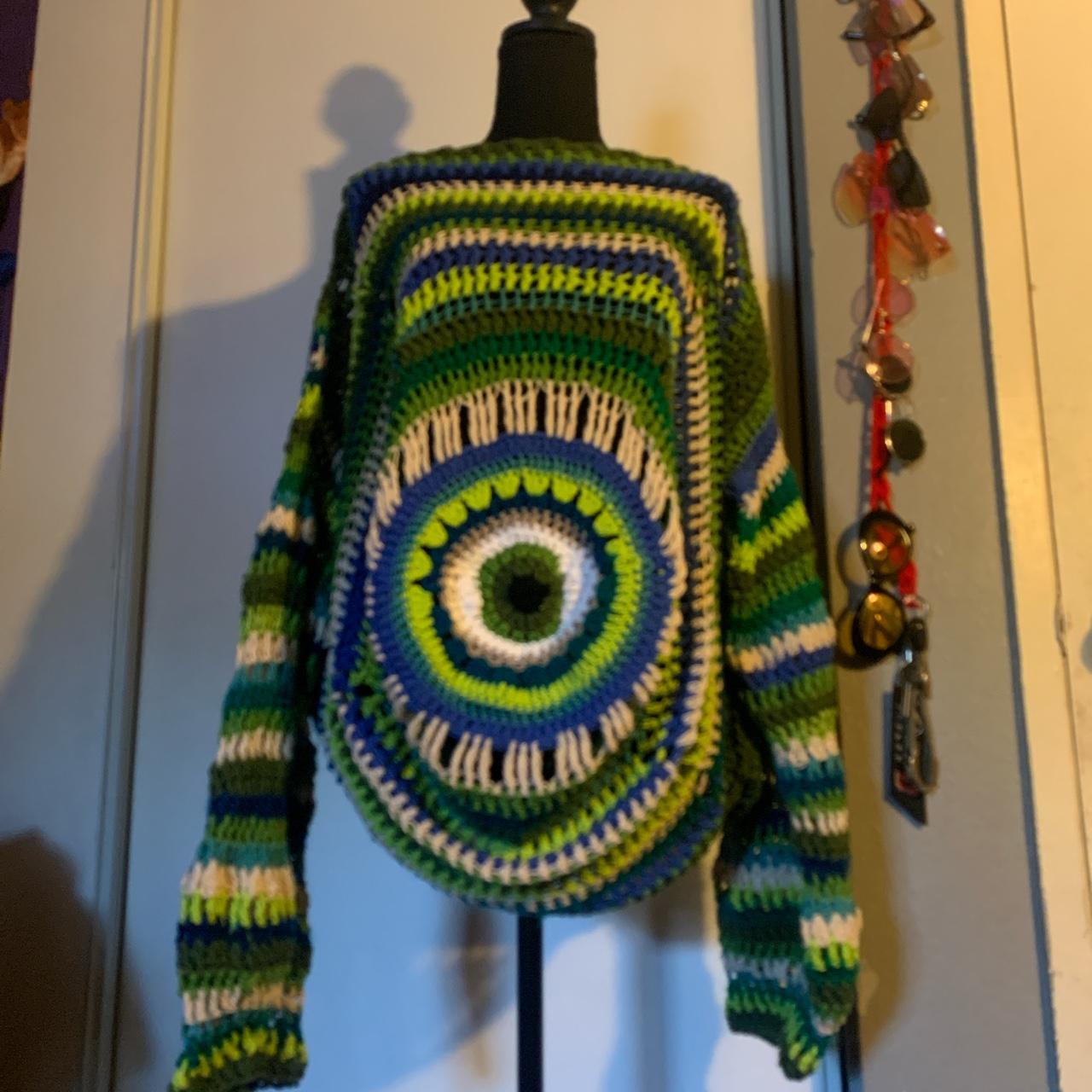 Crochet Eye Jumper*.｡. ` ☆ size 2XLarge... Depop