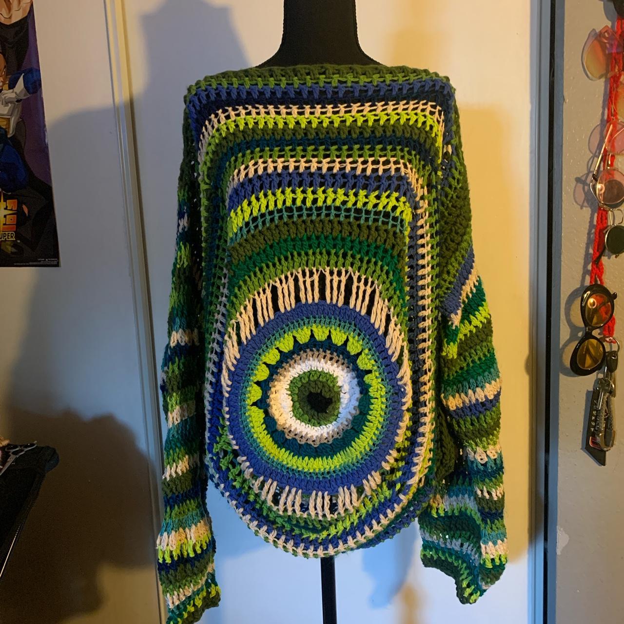 Crochet Eye Jumper*.｡. ` ☆ size 2XLarge... Depop