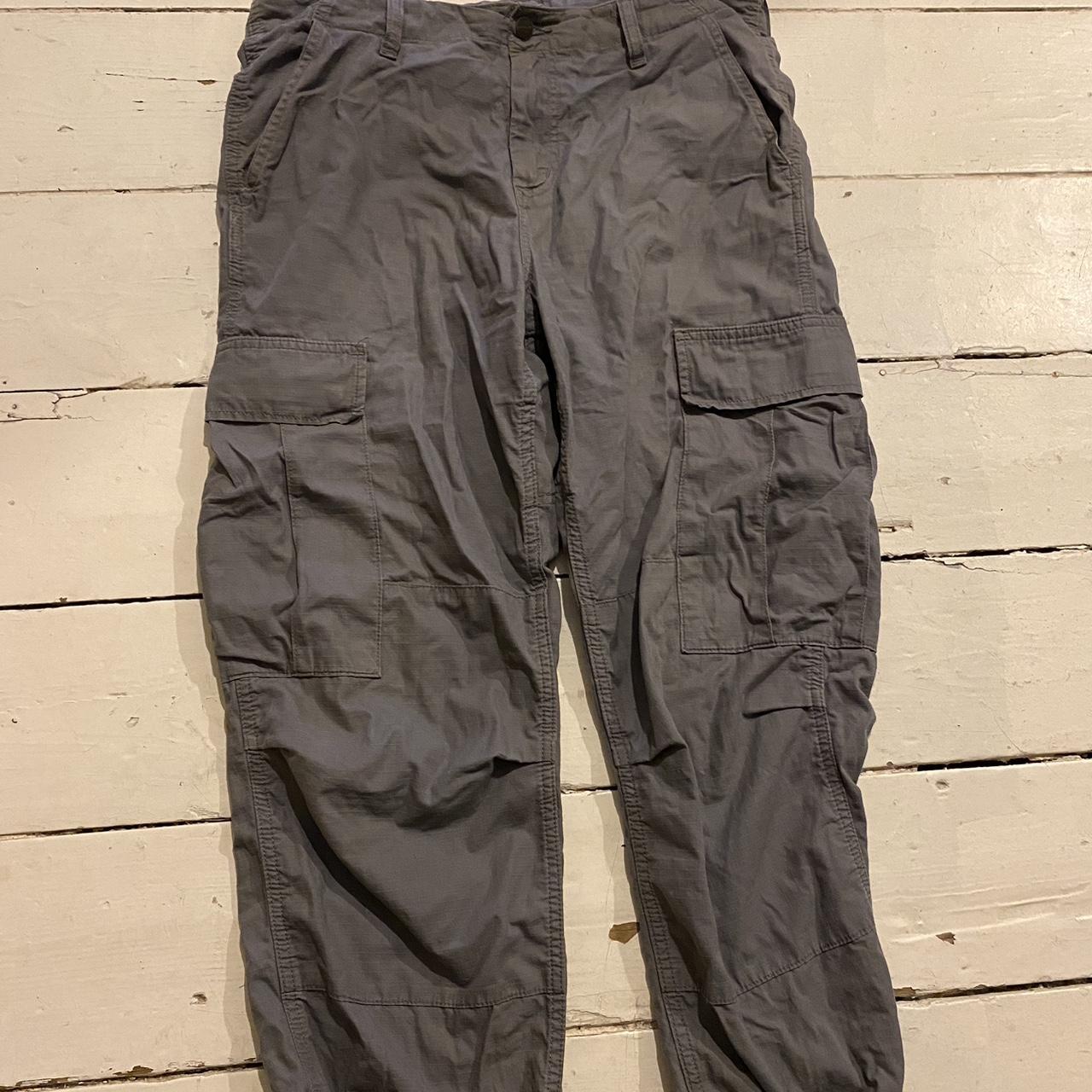 Carhartt fleece lined cargo pants. Light purple grey - Depop