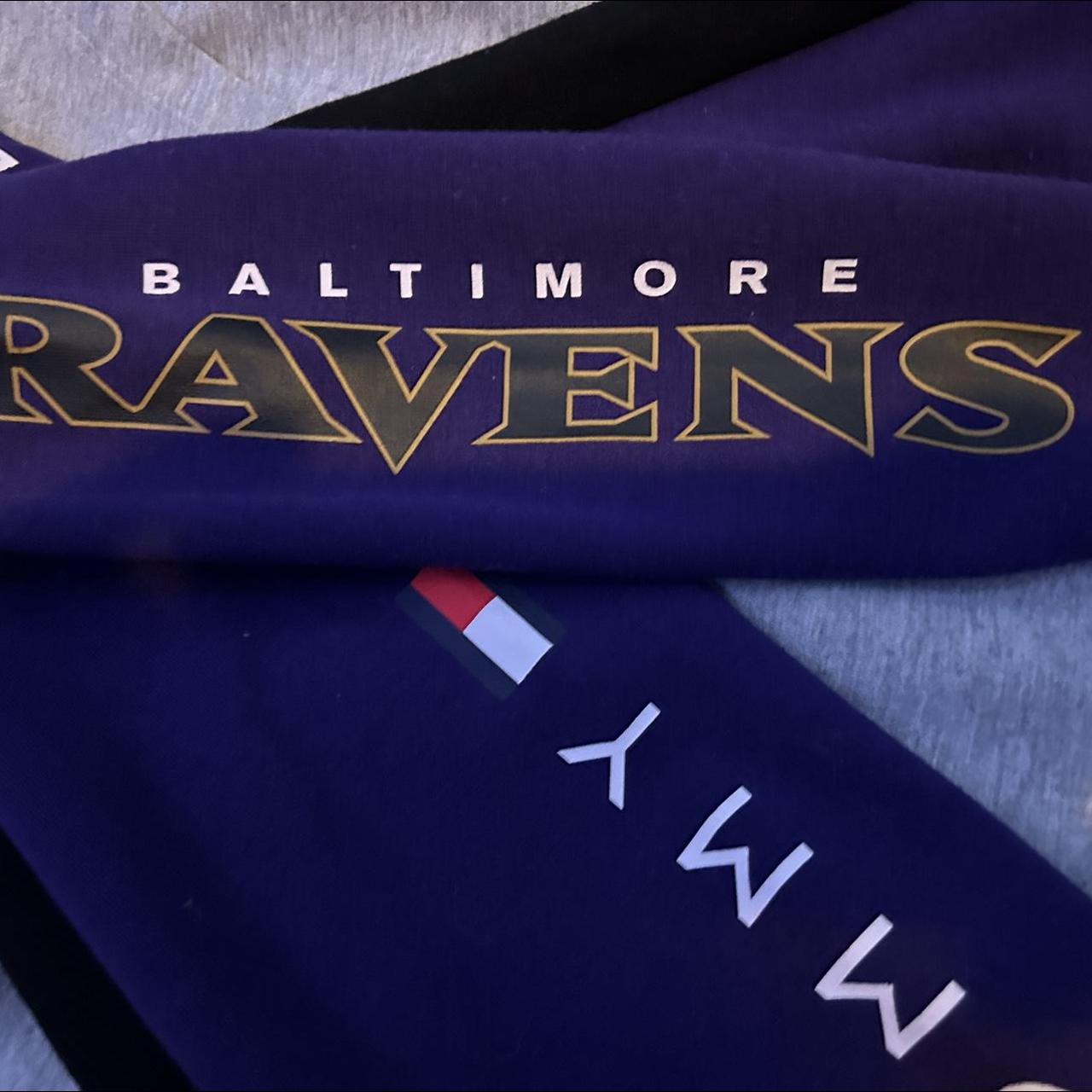 Tommy Hilfiger Men's Black and White Baltimore Ravens Varsity