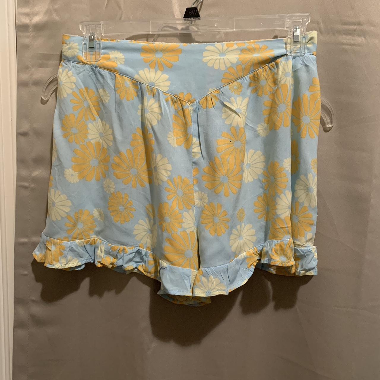 Live To Be Spoiled Women's Blue and Yellow Shorts