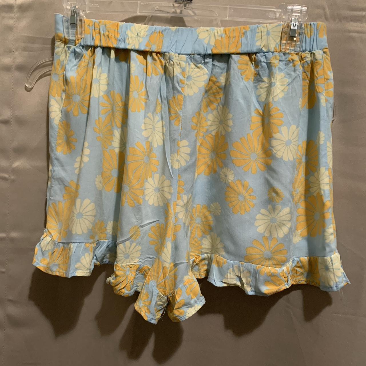 Live To Be Spoiled Women's Blue and Yellow Shorts (2)