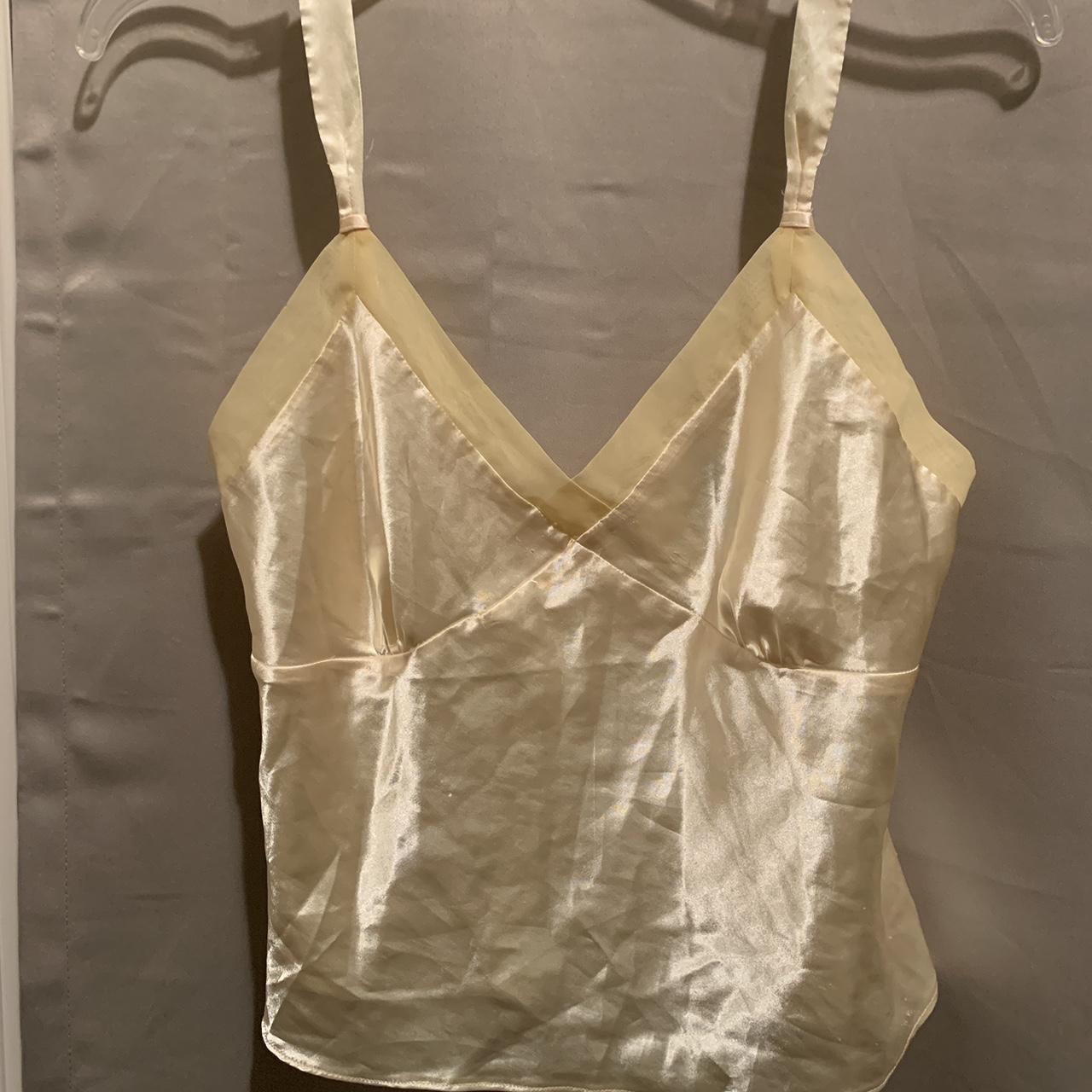 Silk yellow going out top never worn. Thin straps.... - Depop