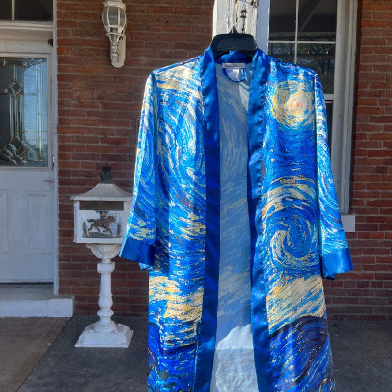 A starry night kimono! No outside string but can tie... - Depop