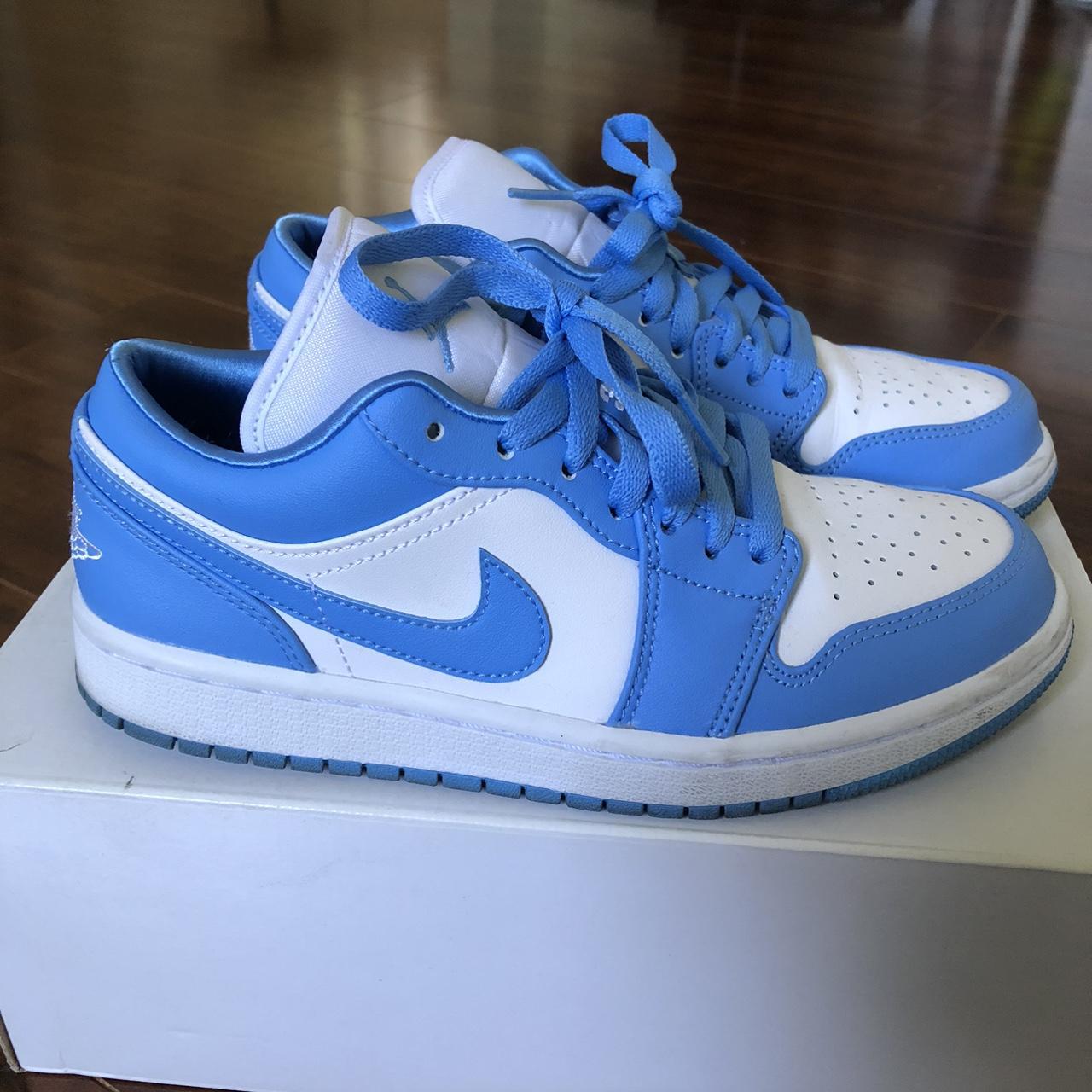 University blue Jordan low 1 -barely worn -great... - Depop