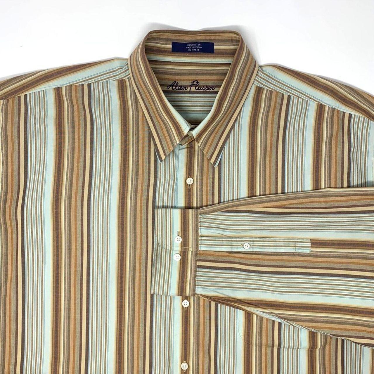 Alan Flusser Brown Multi Color Striped Cotton Men's... - Depop