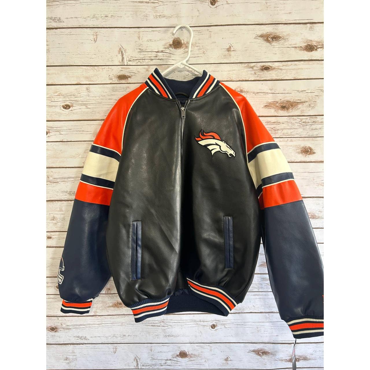 NFL Denver Broncos Leather Jacket Distressed and - Depop