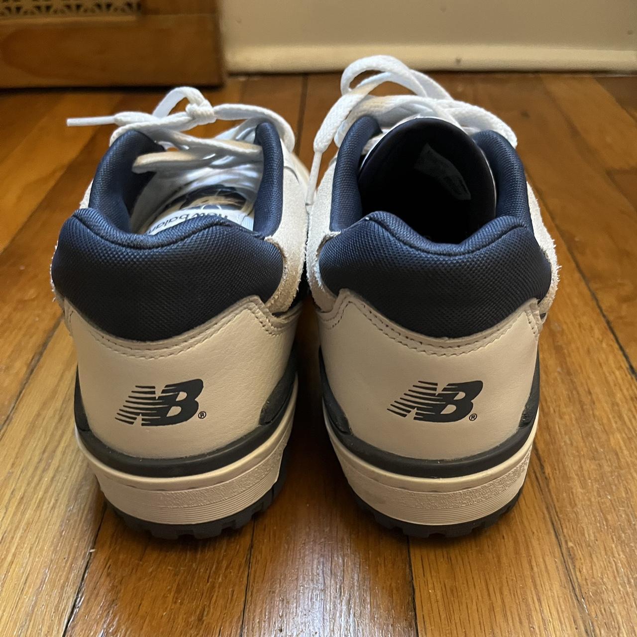 new balance 550 navy blue/white worn a couple... - Depop