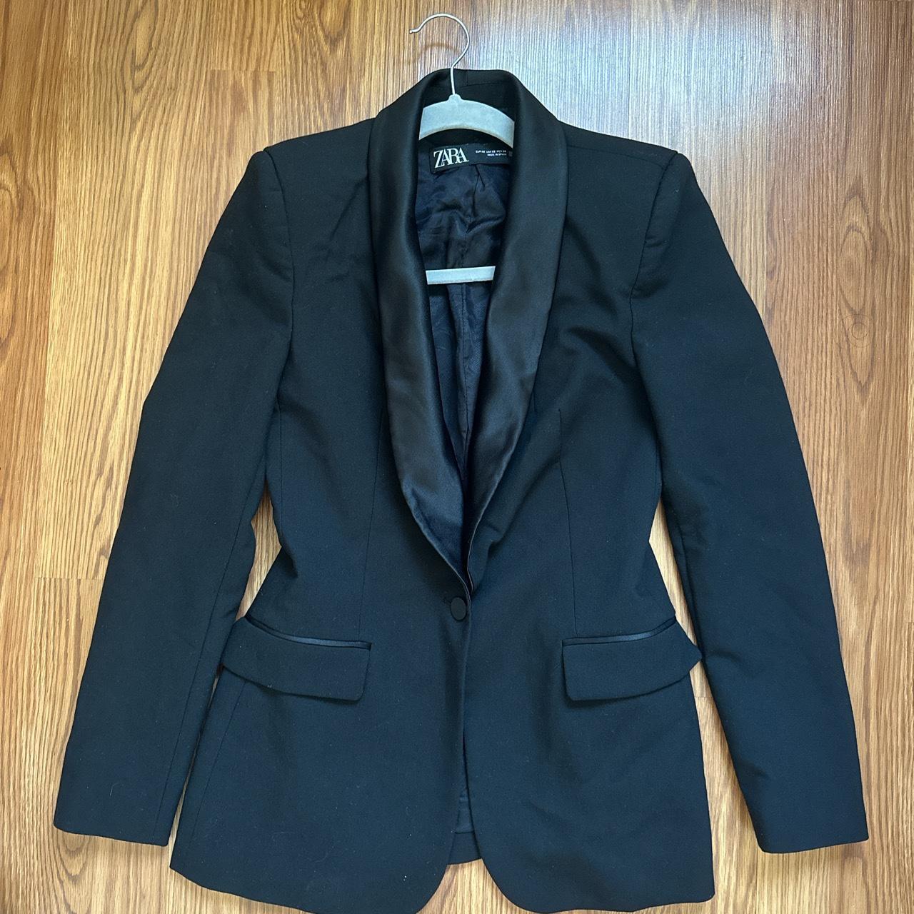 Zara Tuxedo Satin finish blazer - Depop