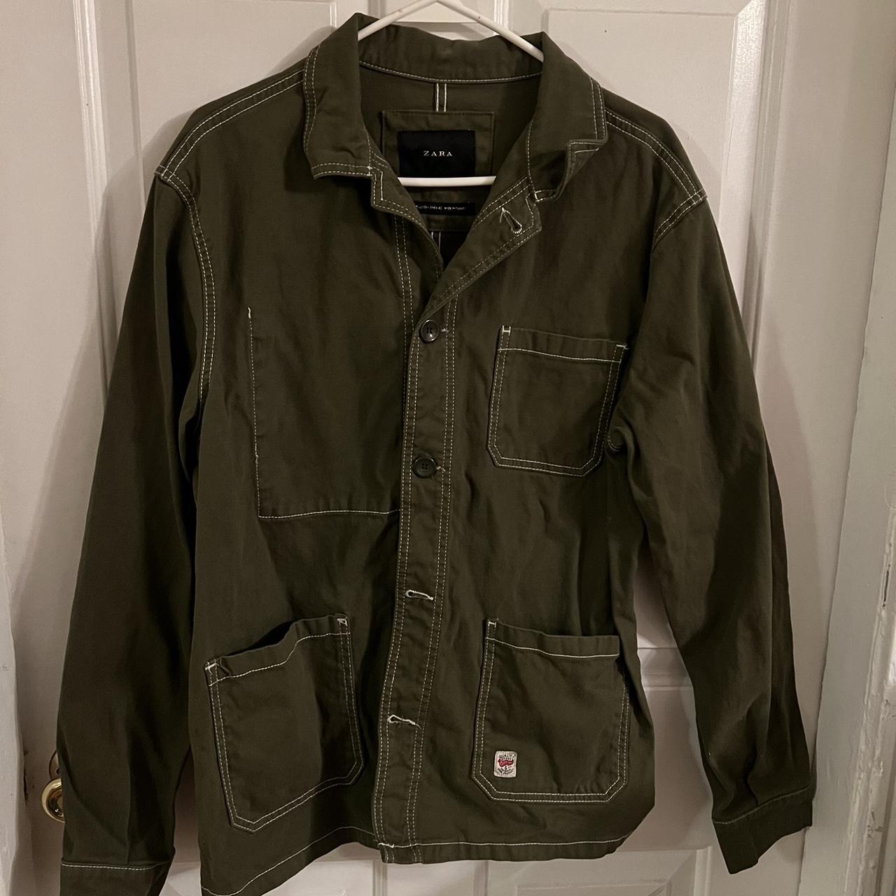 zara men’s green army jacket. it’s in good condition... - Depop