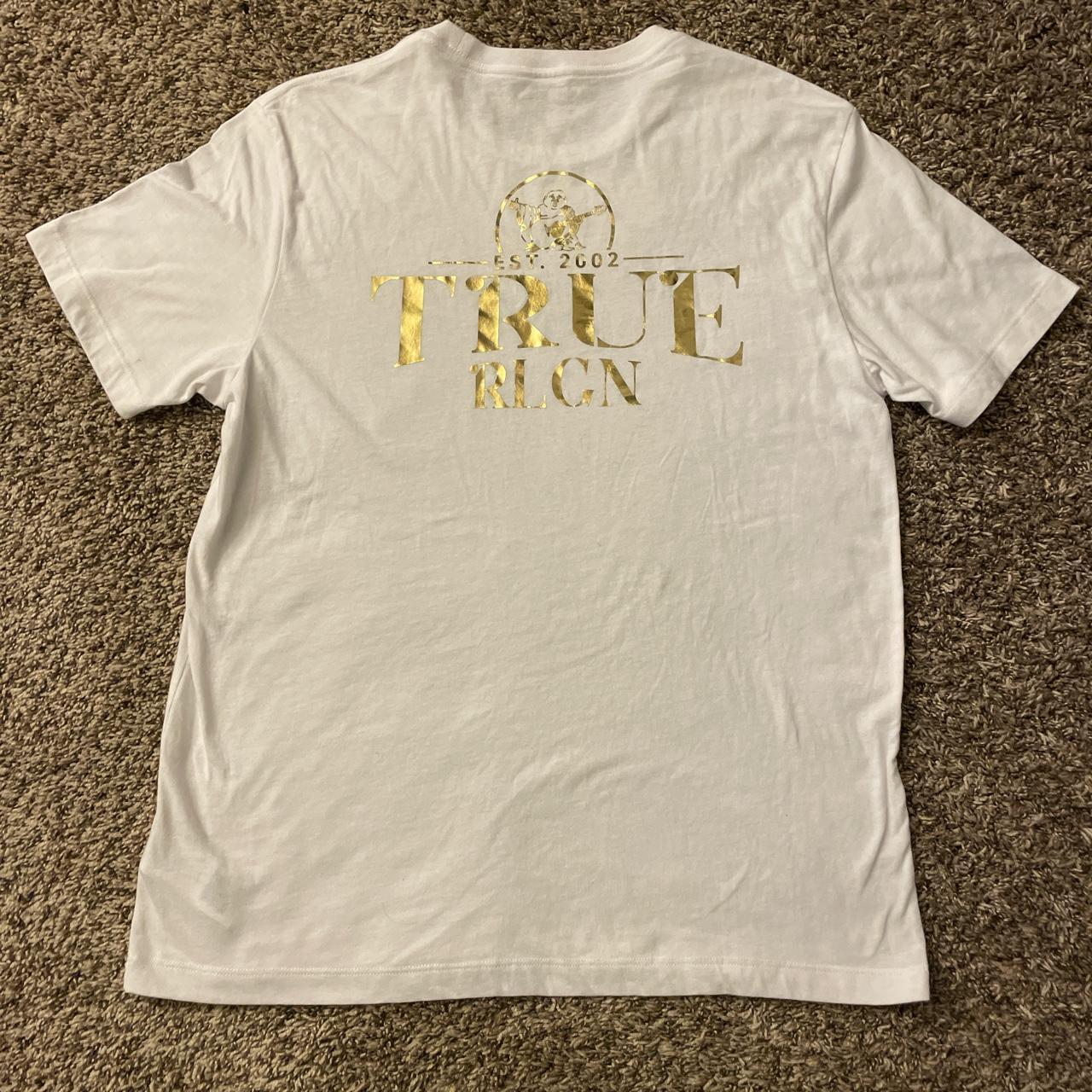White/gold True Religion shirt perfect condition... Depop