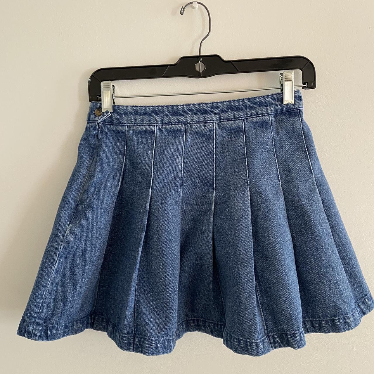 Pleated Denim Miniskirt 🪁 Good Condition Small Depop