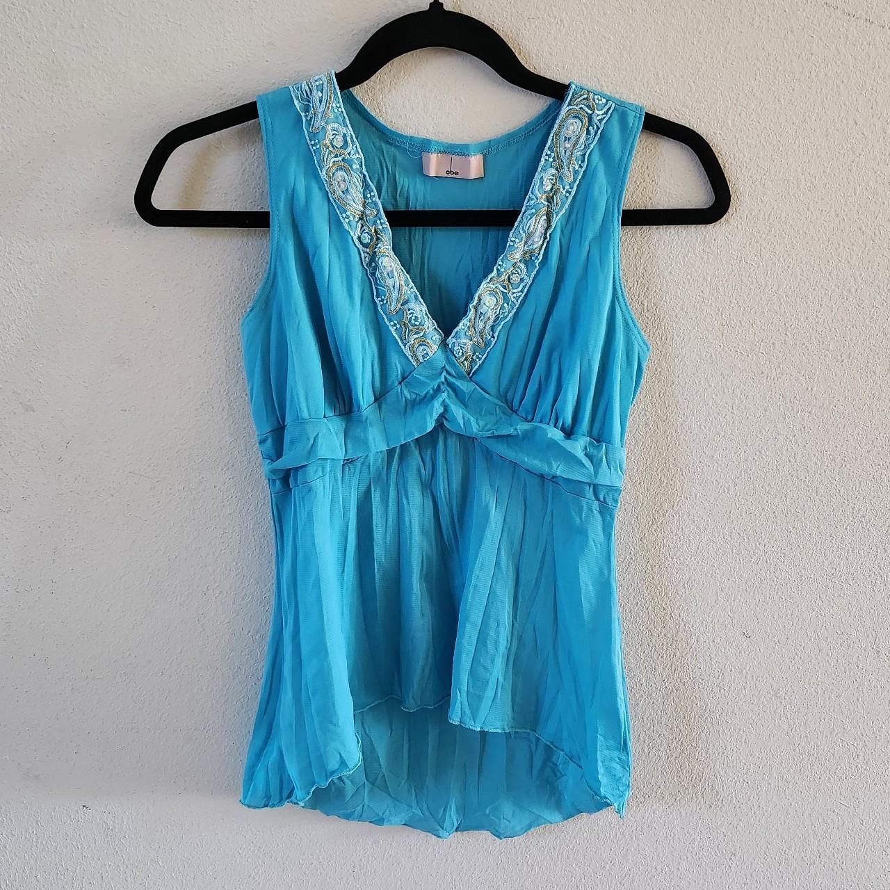 Vintage late 90s gorgeous blue top. This slightly... - Depop