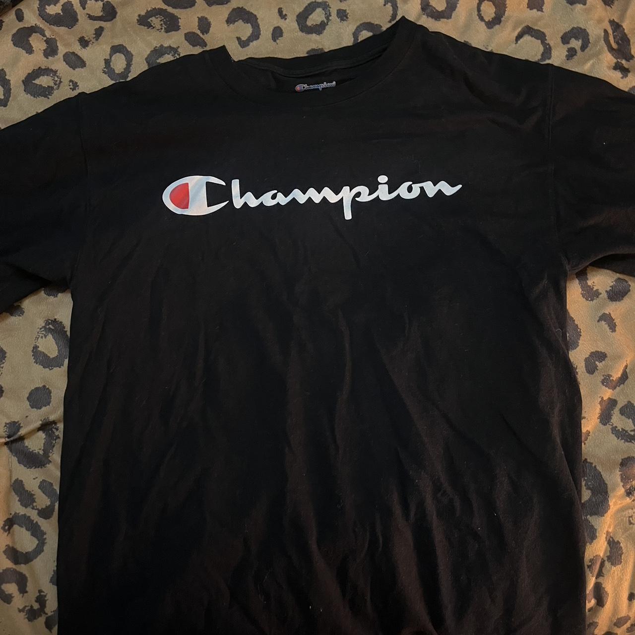 Black champion shirt size M worn a few... - Depop