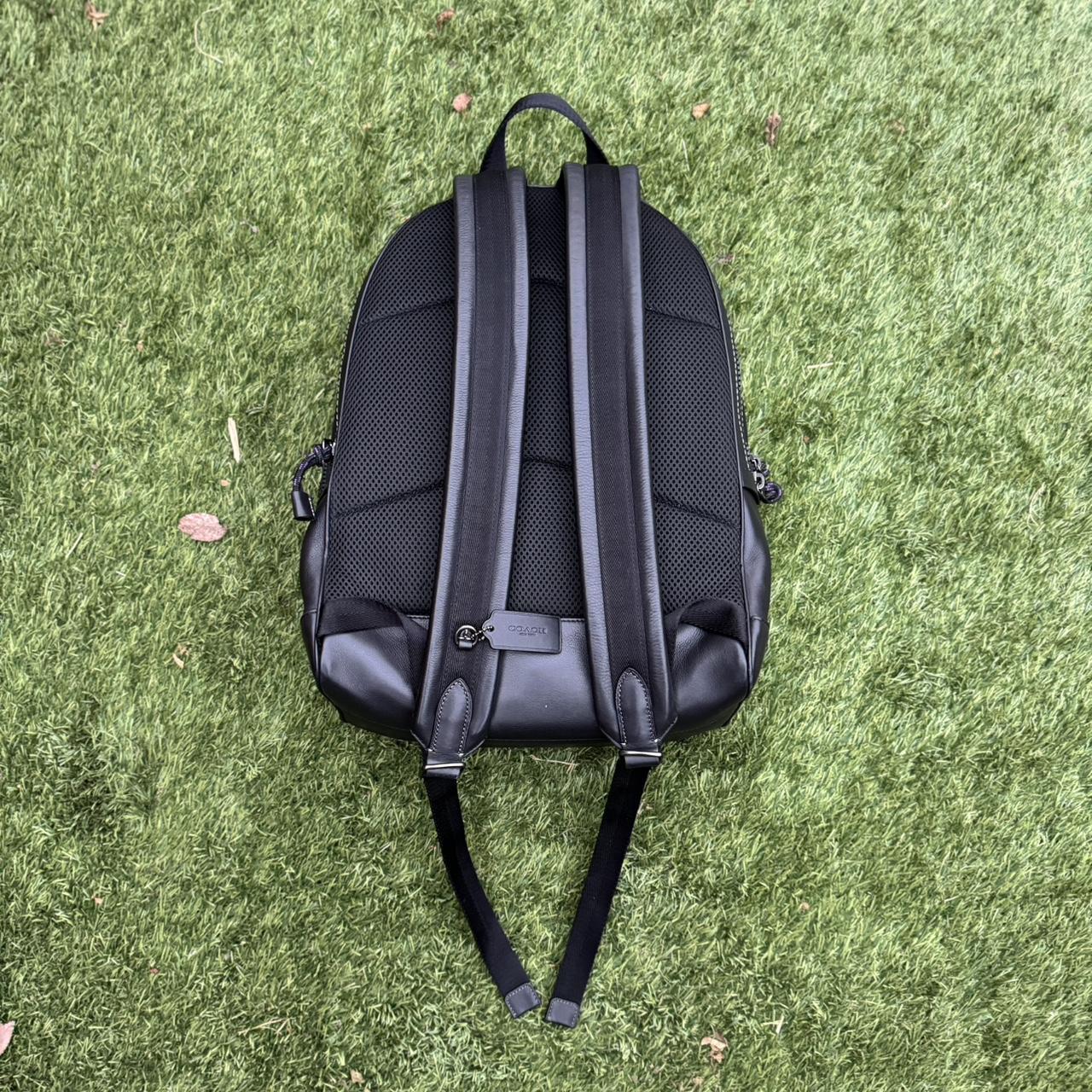 Black Leather Coach backpack - Depop