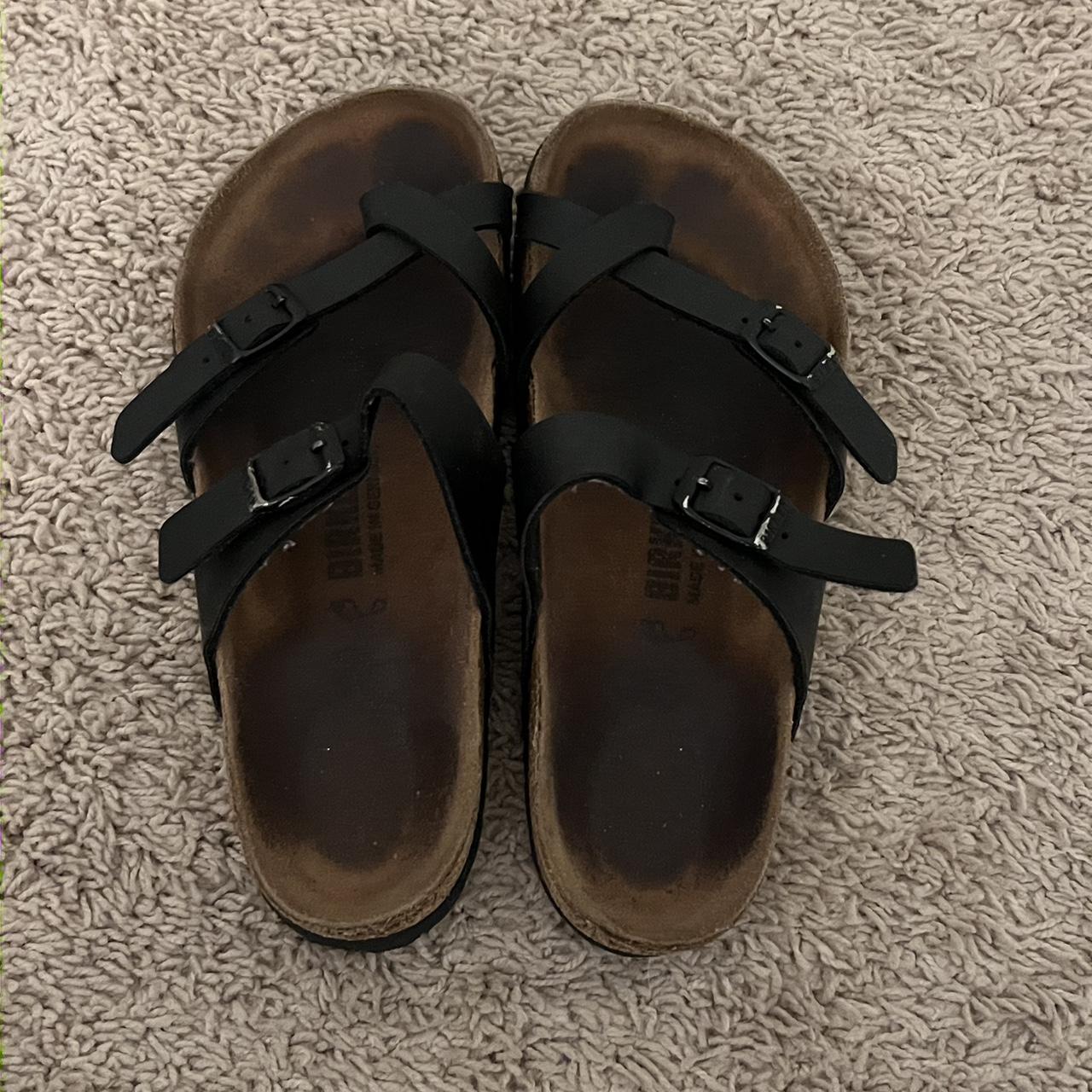 Black criss cross Birkenstocks Size 36 (US 5) Used - Depop