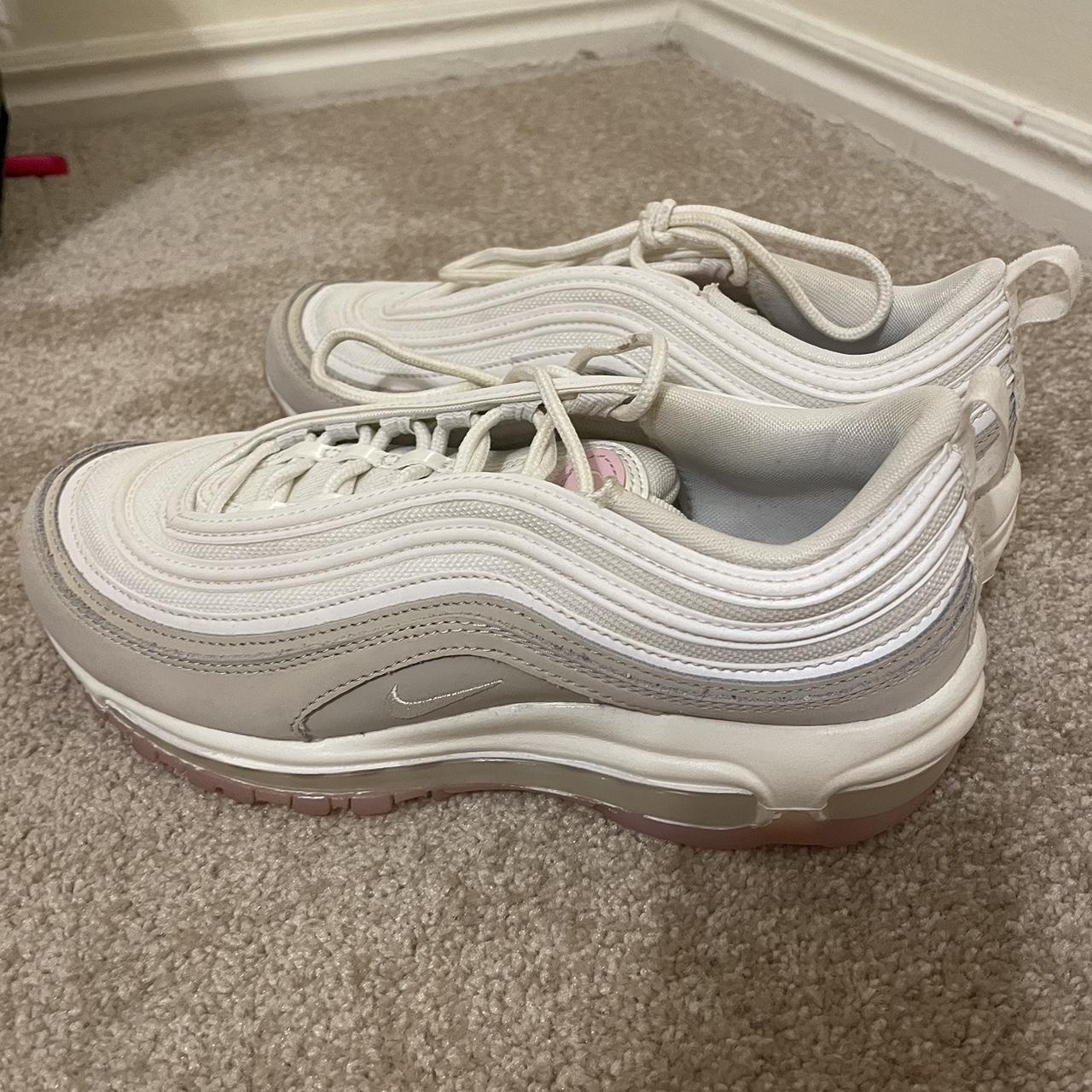 Nike Air Max 97s white, tan, pink Nike air max 97... - Depop