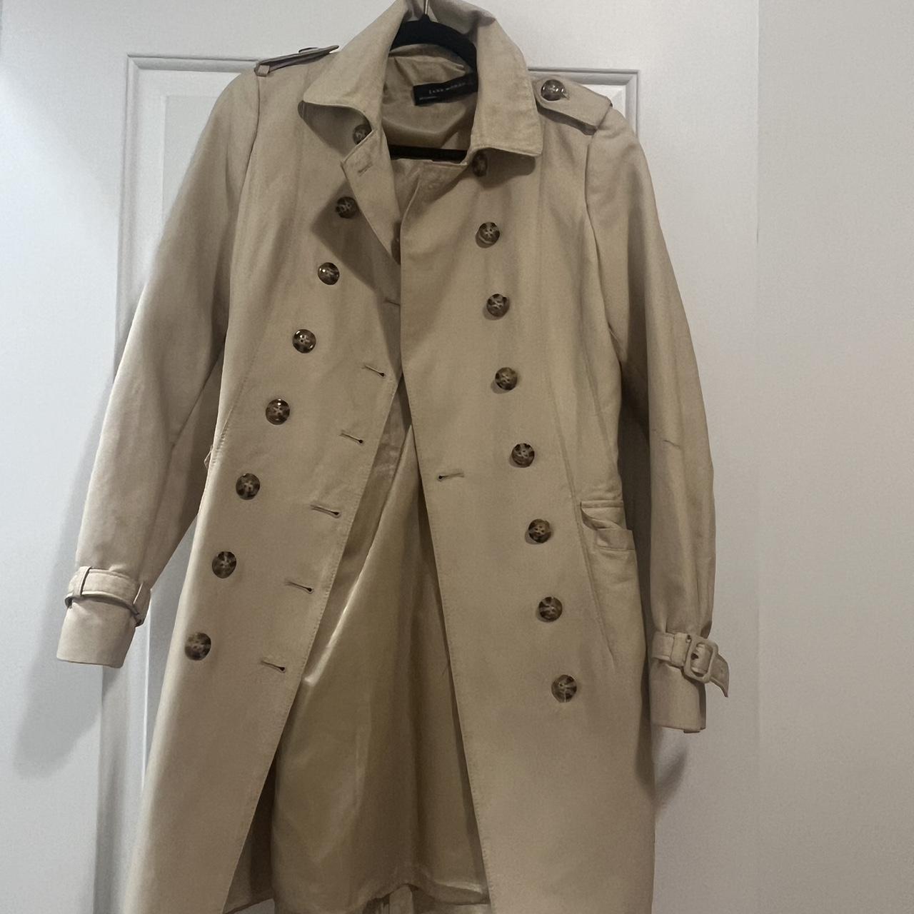 Zara beige/rtam trench coat s size #trenchcoat... - Depop