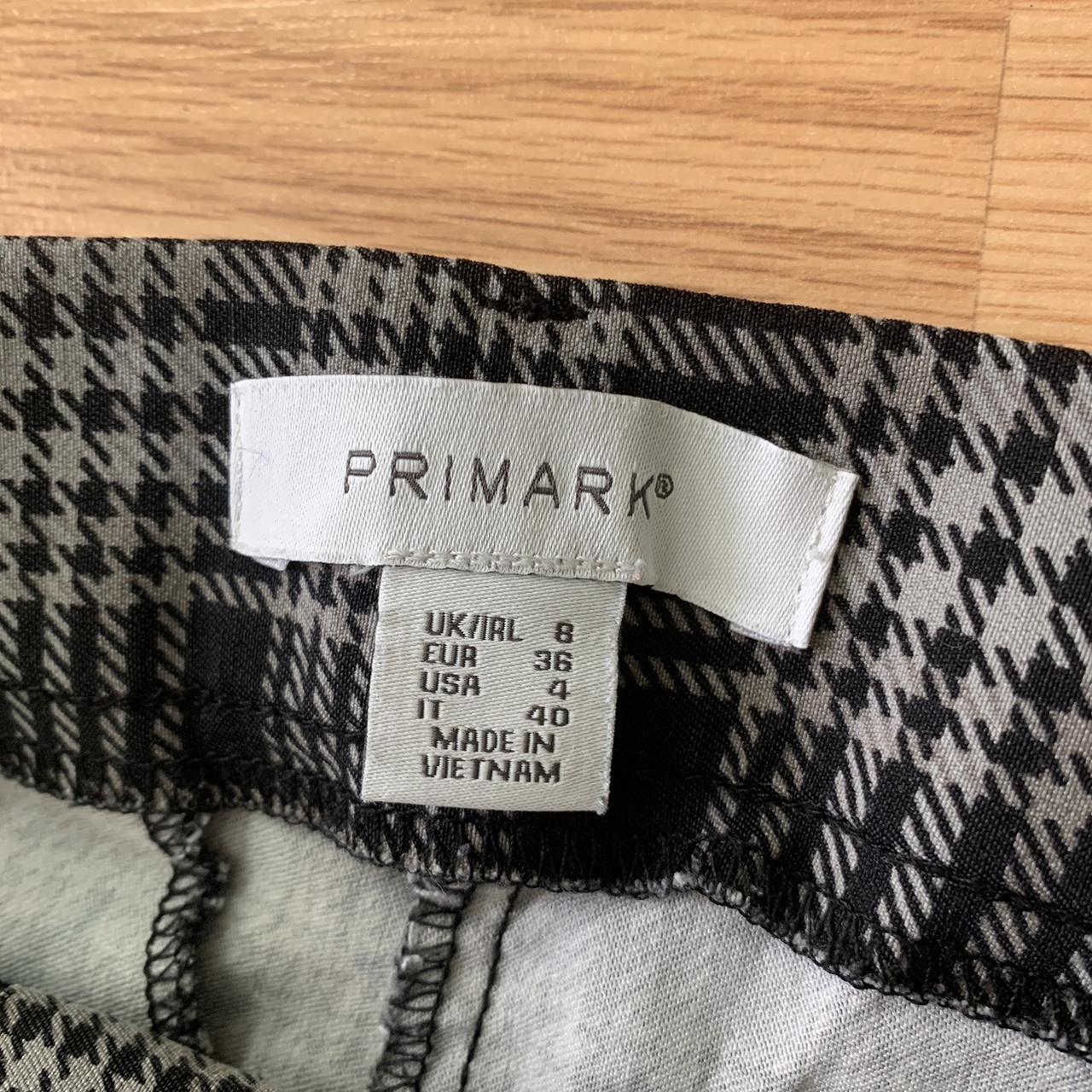 Primark black and white size 4 plaid leggings/ pants... - Depop