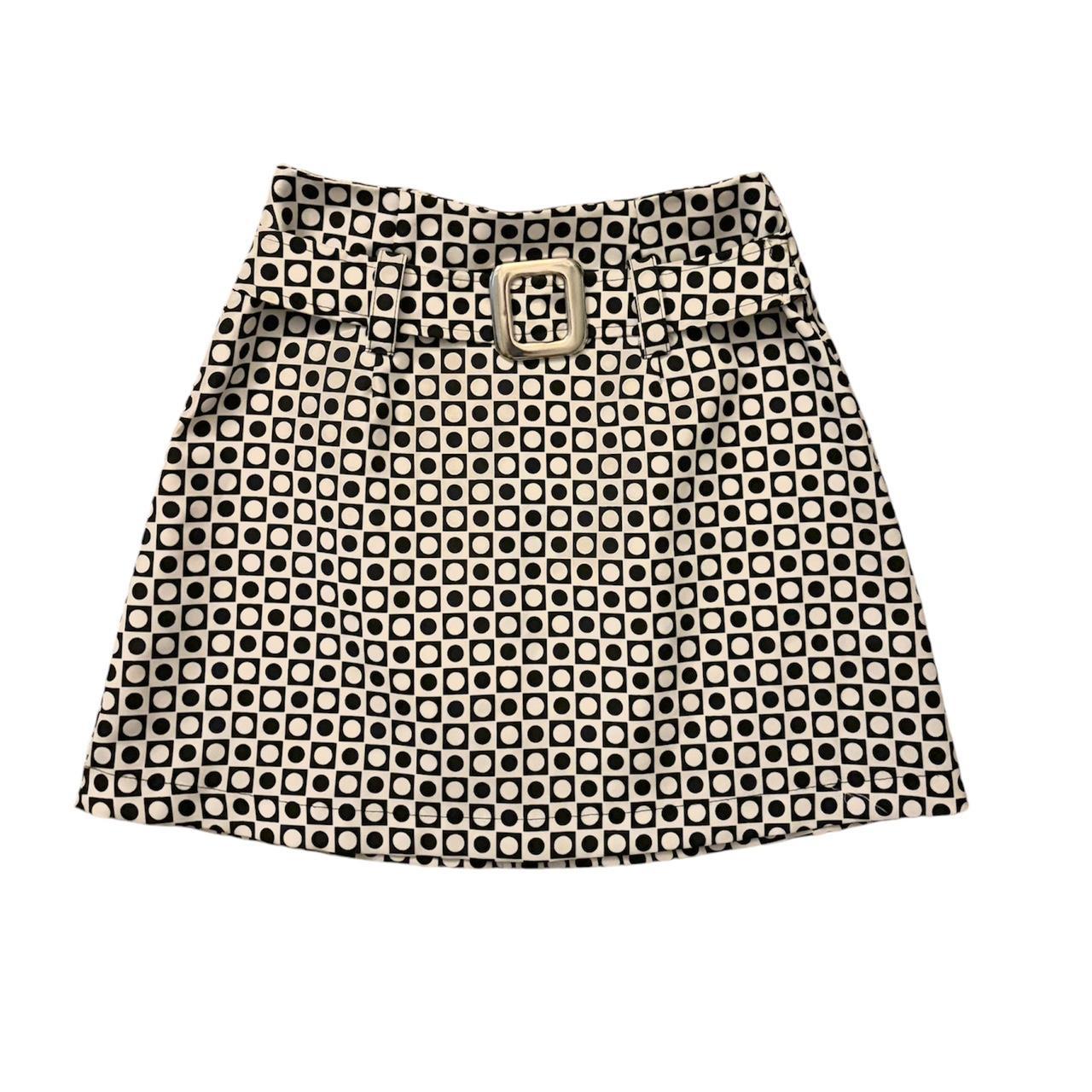 70s polka dot mini skirt with belt buckle Size