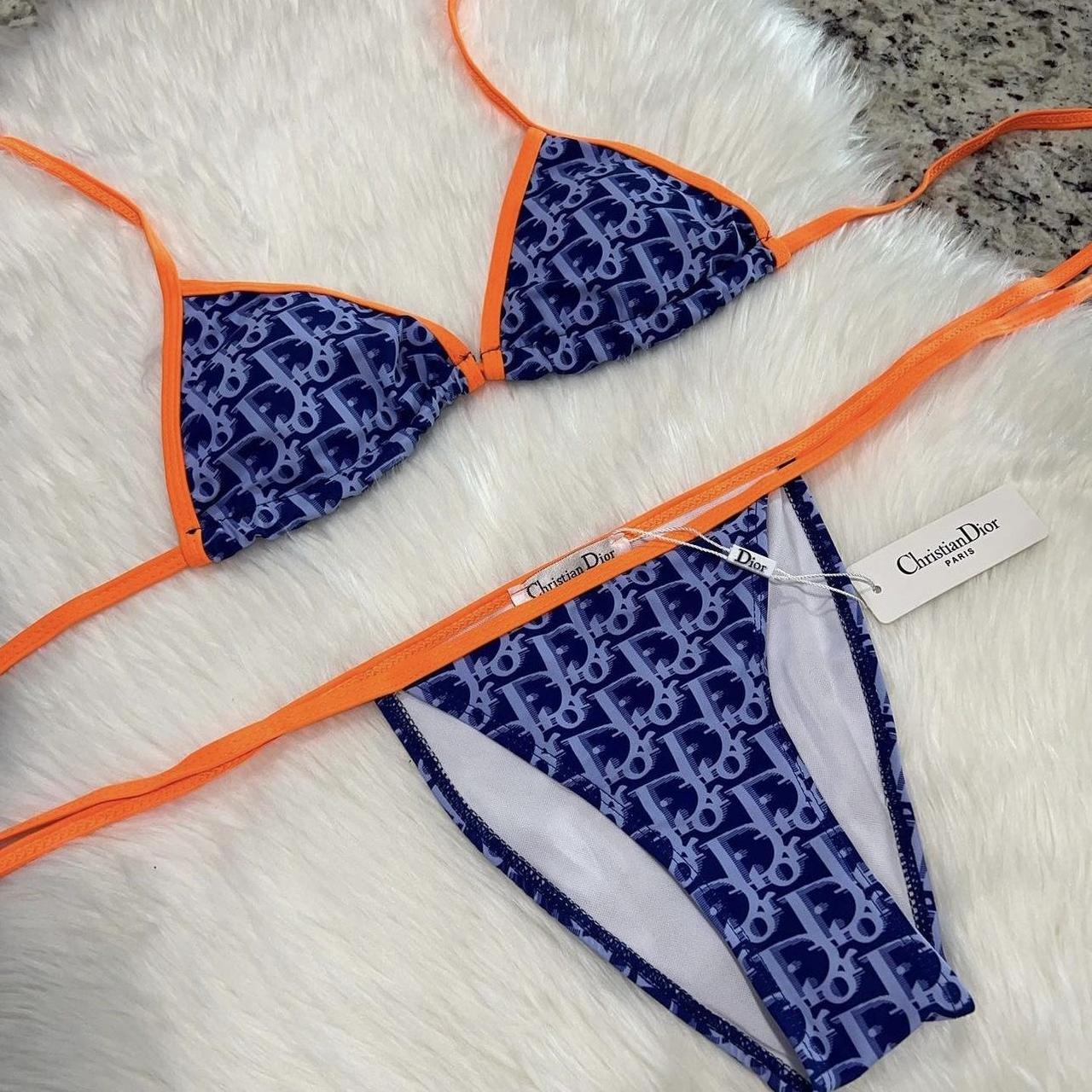 Dior two piece bikini color blue & orange Depop