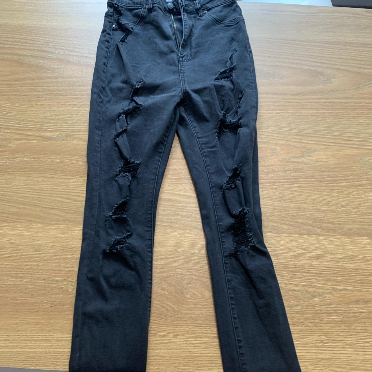glassons black ripped denim skinny jeans, size 10,... Depop