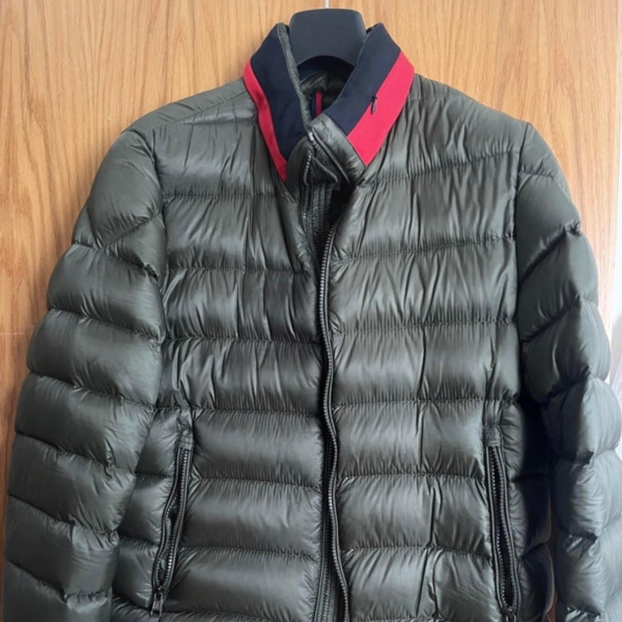 Moncler khaki puffer coat Size S (1) Worn a hand... - Depop