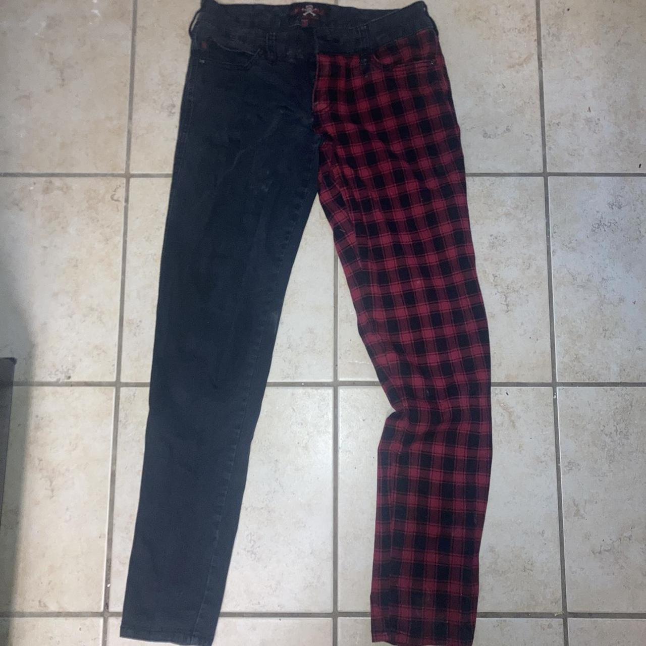 Half tartan half black on sale jeans