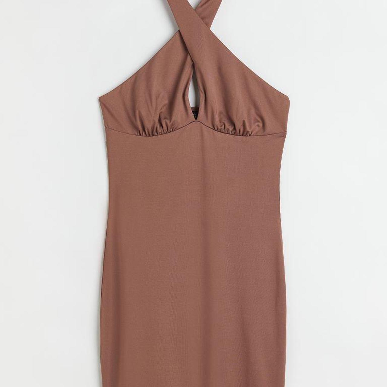 H&M Brown jersey halter neck dress Size S New never... Depop