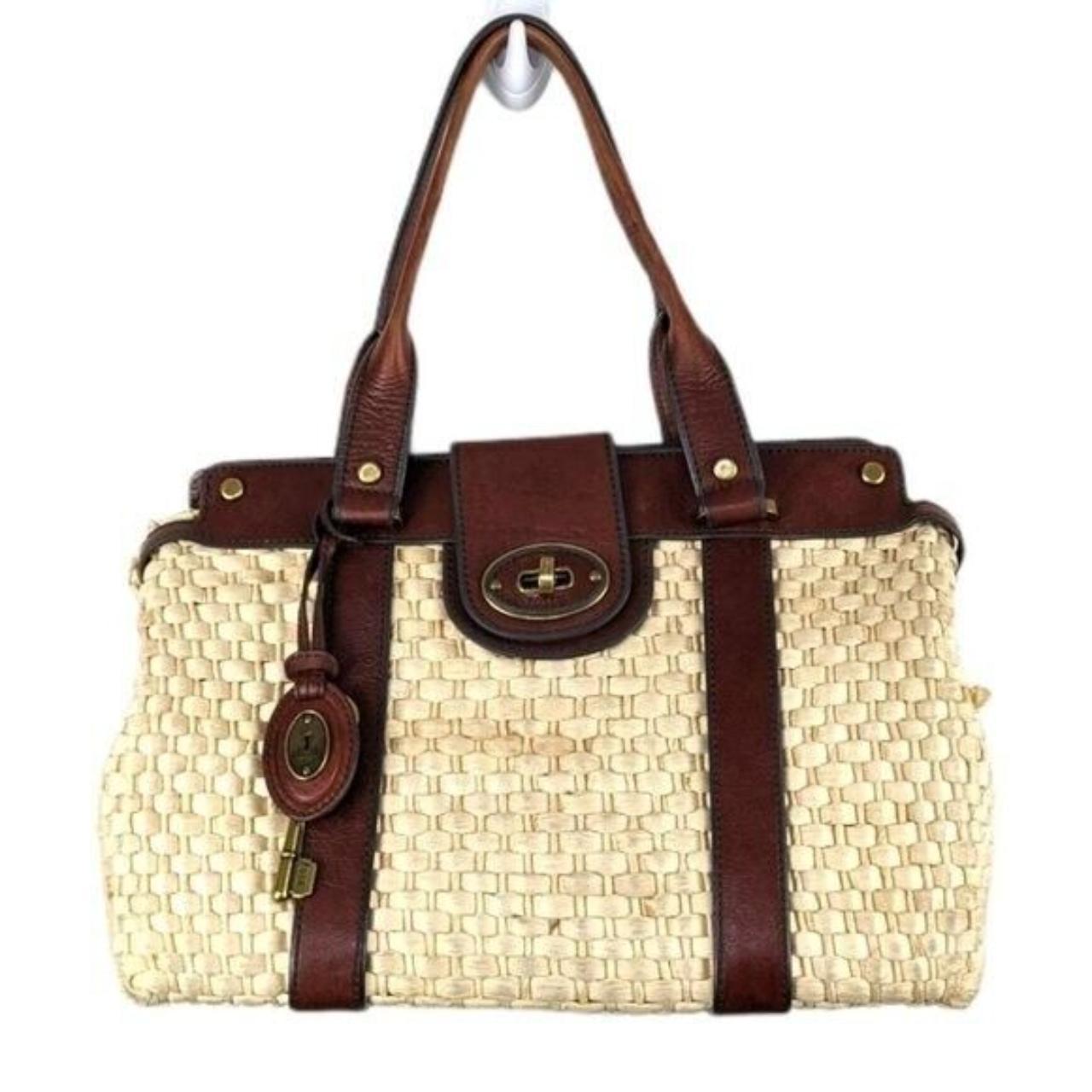 Fossil best sale straw purse