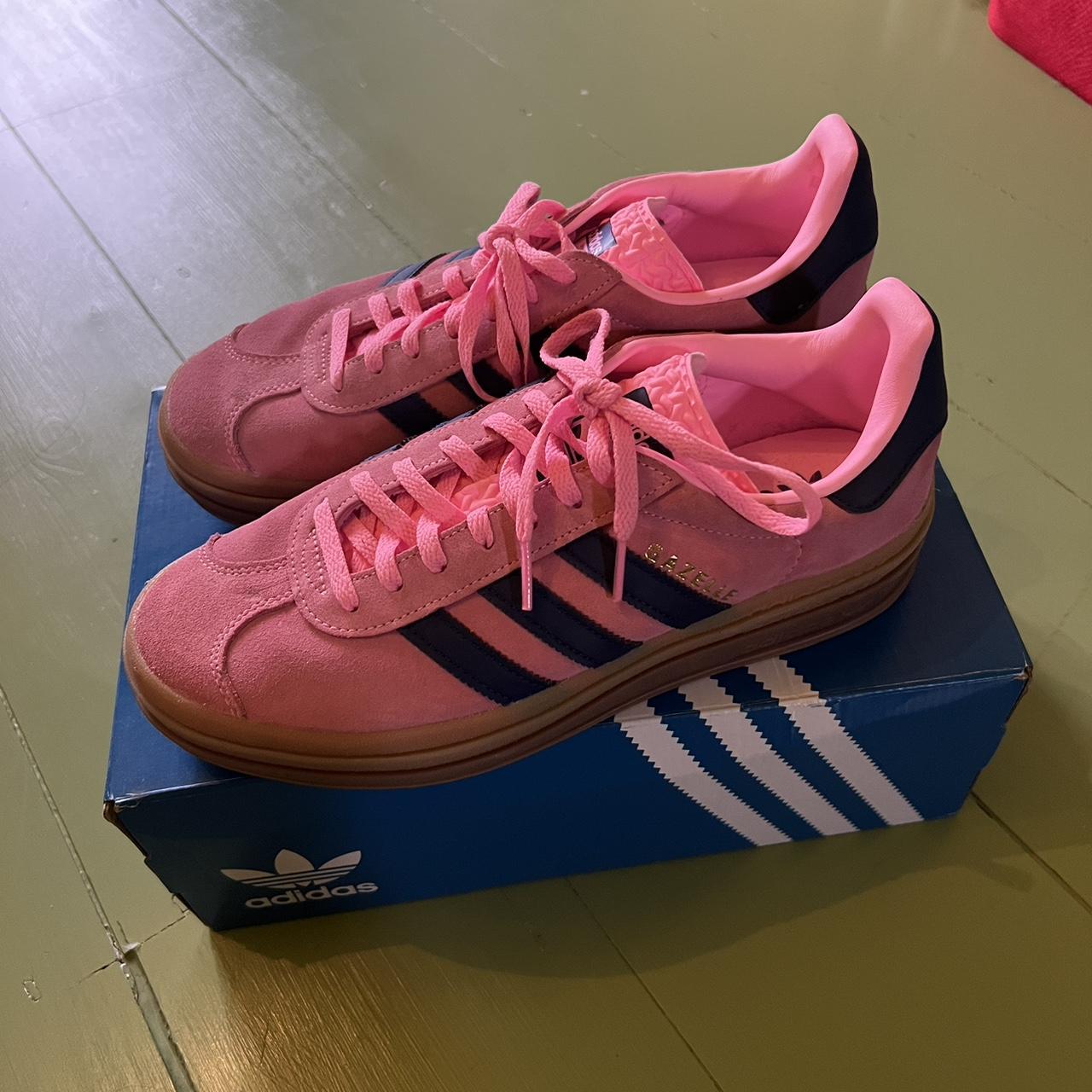 Adidas gazelles bold in pink only worn once and in... - Depop