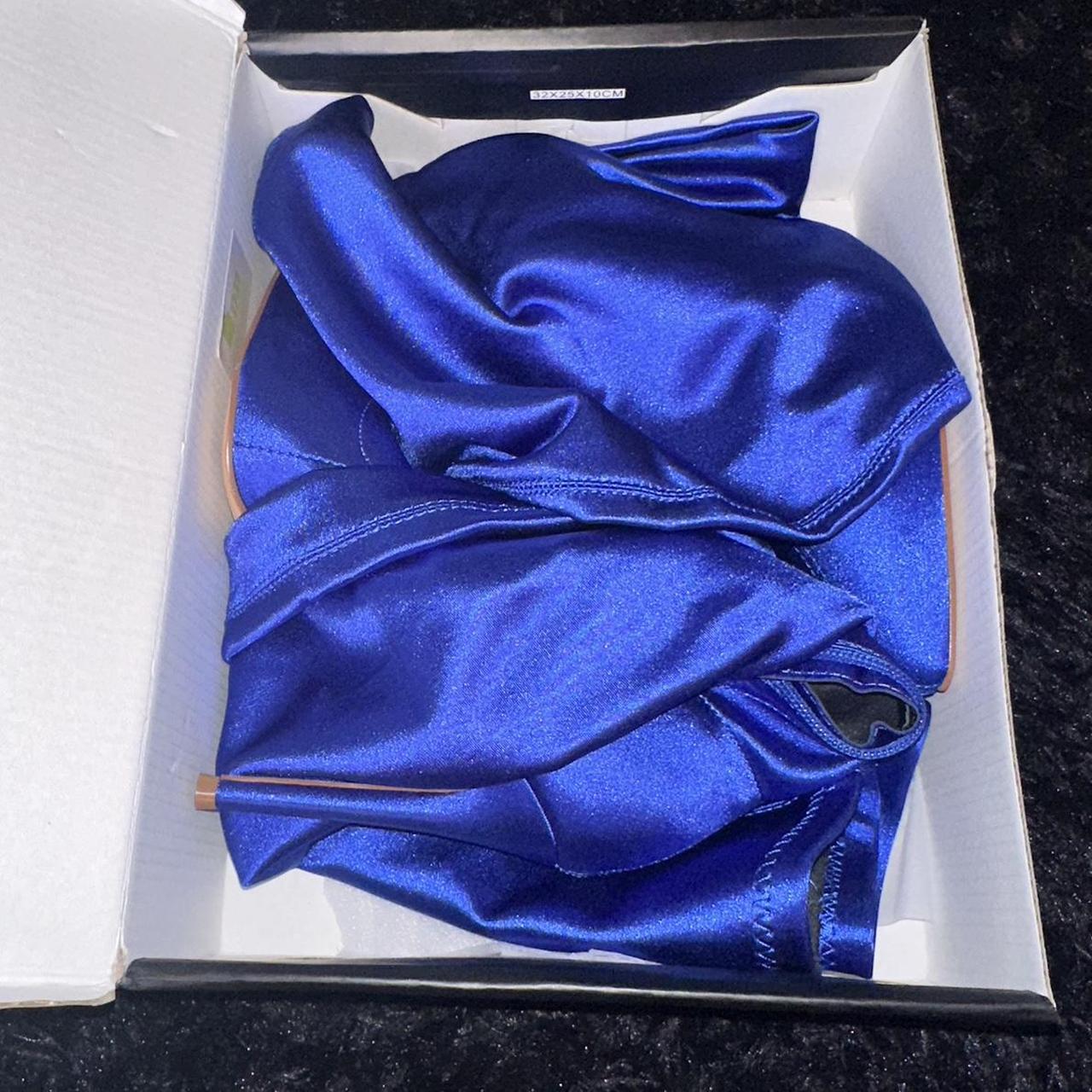 Brand new royal blue high knee boot heels, Size 8 1/2 - Depop