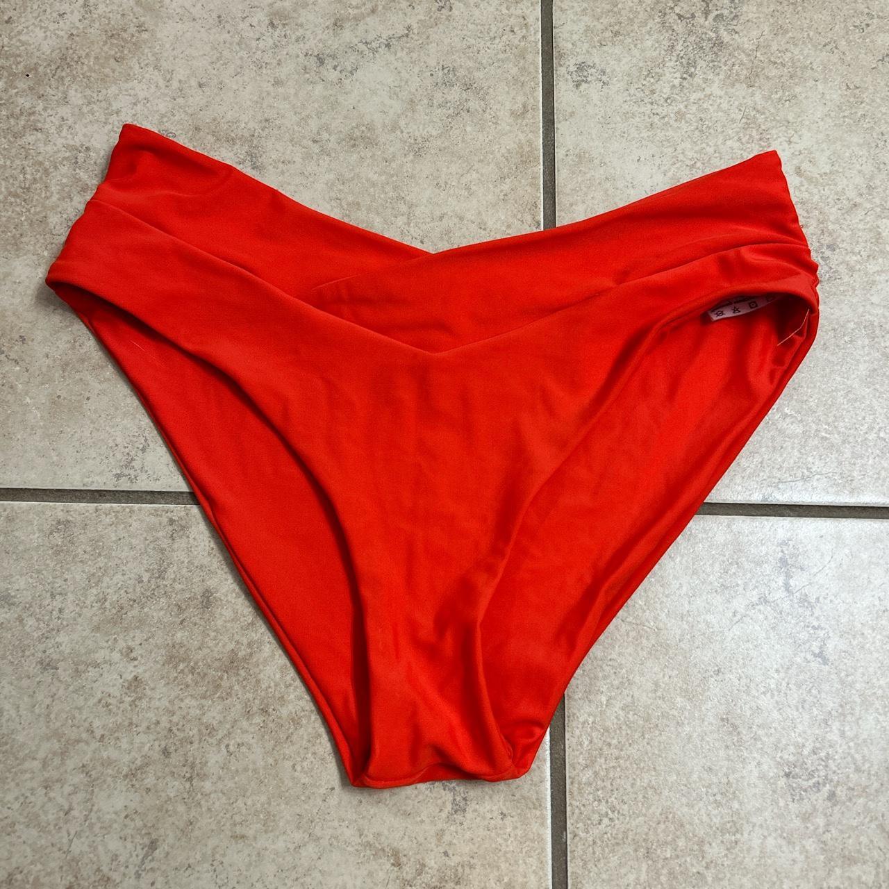 Redish/orange hirise bathing suit bottoms Size 6 Depop