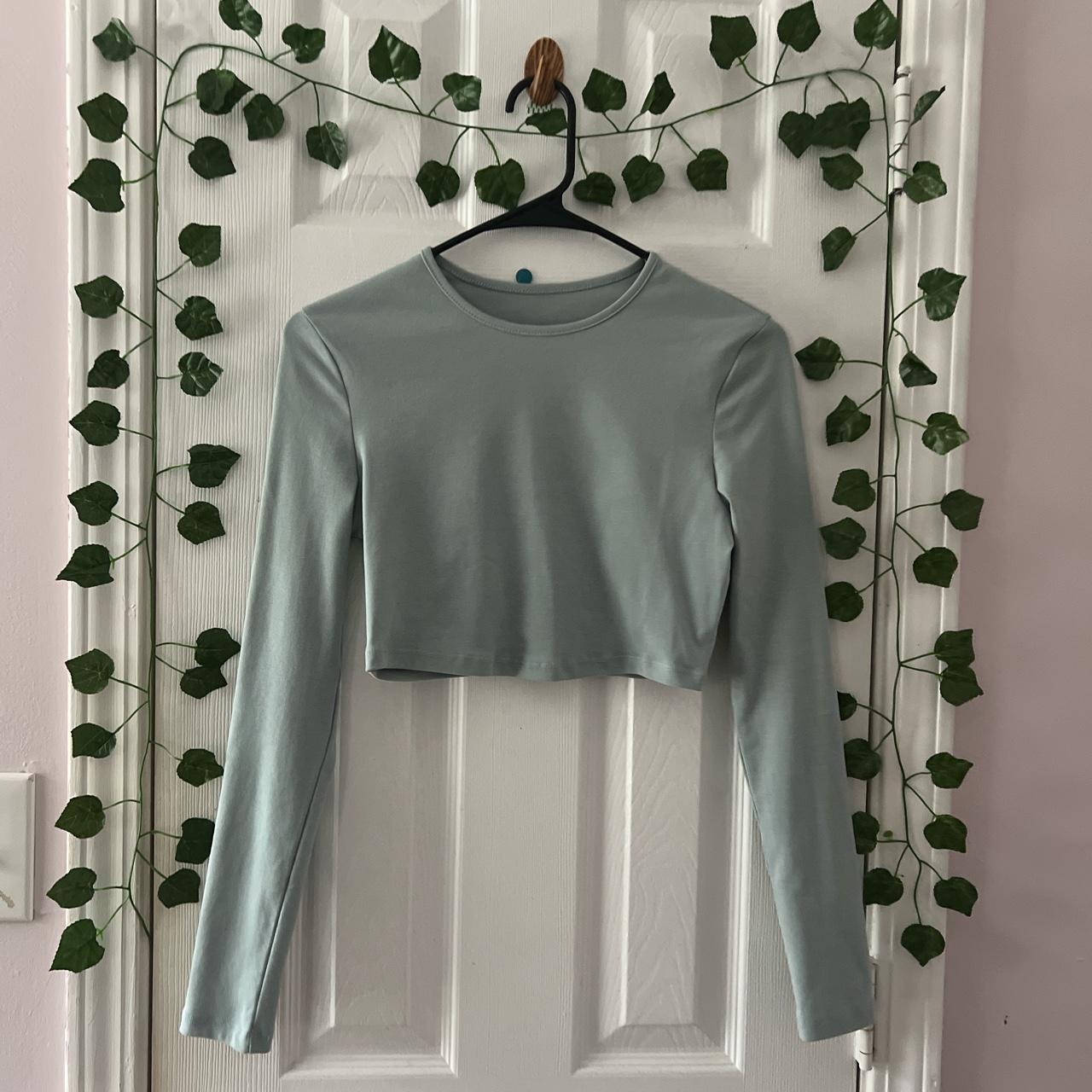 Mint blue crop top ~Thin & stretchy ~Fits like a... - Depop