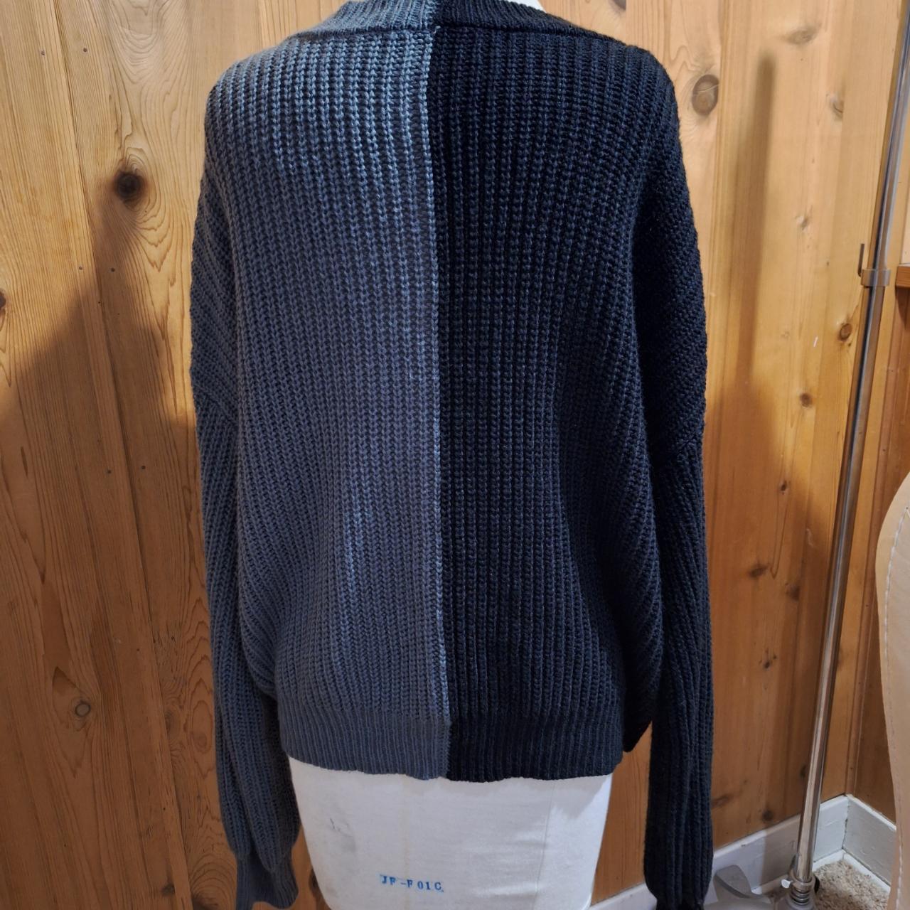 Half Black Half Green Cable Knit Sweater. Womens XL,... Depop