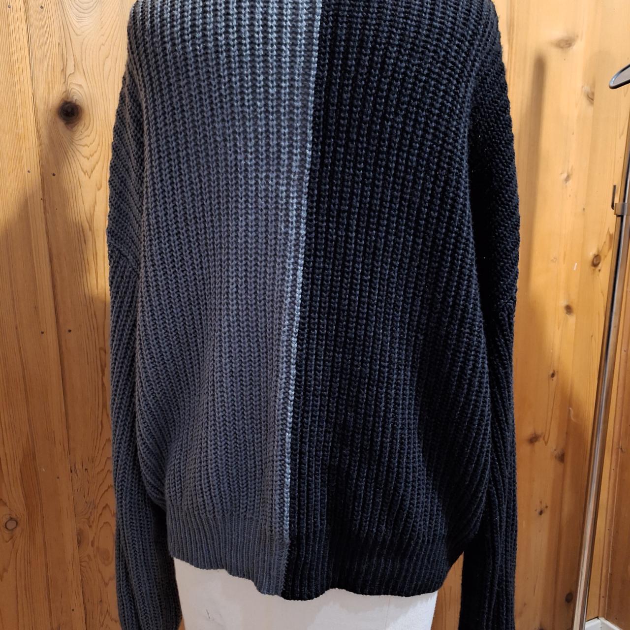 Half Black Half Green Cable Knit Sweater. Womens XL,... Depop