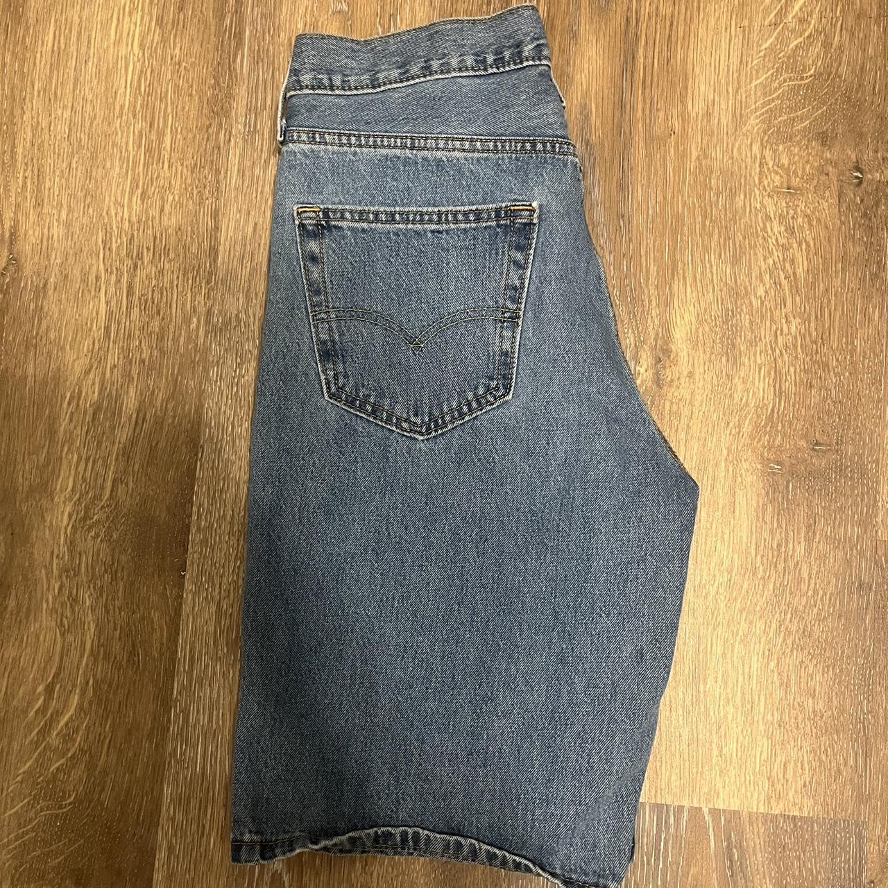 -Levi’s jorts -Washed dark blue jorts #jorts... - Depop